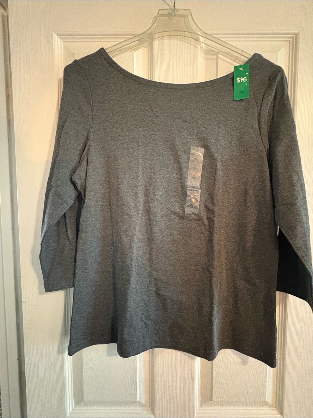 dip Gray Boatneck Long Sleeve Top